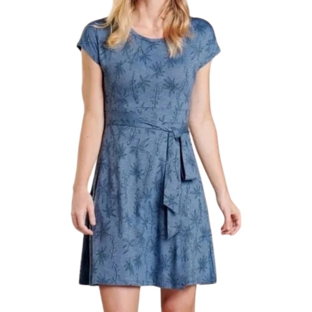 Toad&Co Cue Wrap Cafe Dress - Blue Floral - S